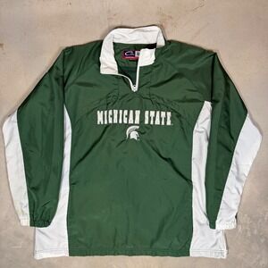 Cadre Michigan State Spartans Windbreaker Jacket Mens XL Green Quarter Zip NCAA